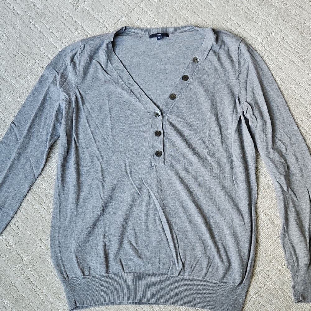 GAP Gray Henley Style Sweater